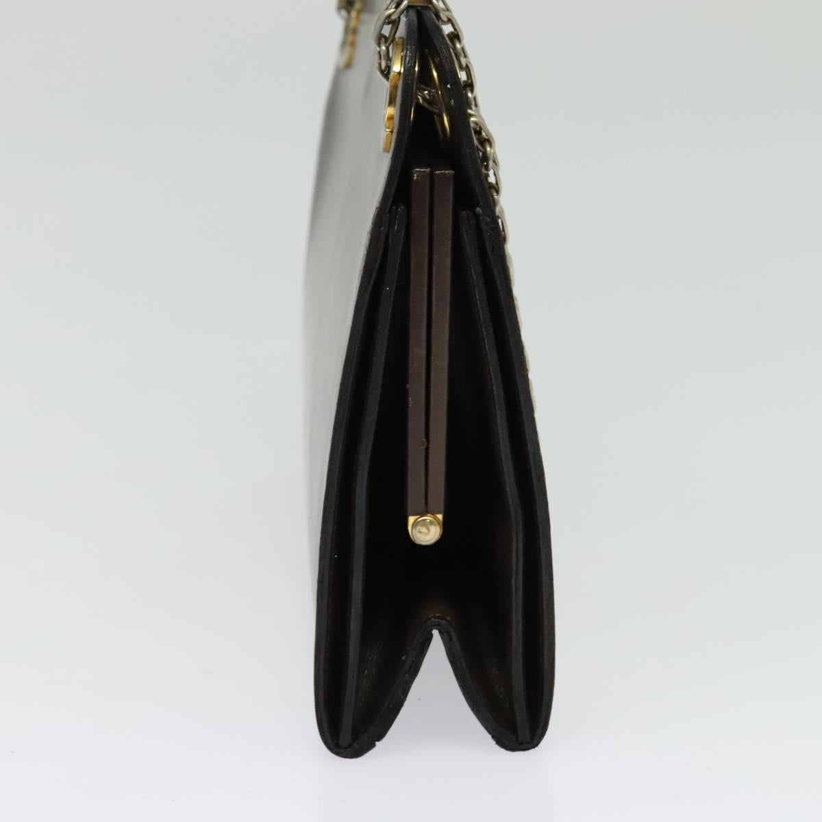 CHANEL Chain Hand Bag Leather Brown gold CC Auth bs29274