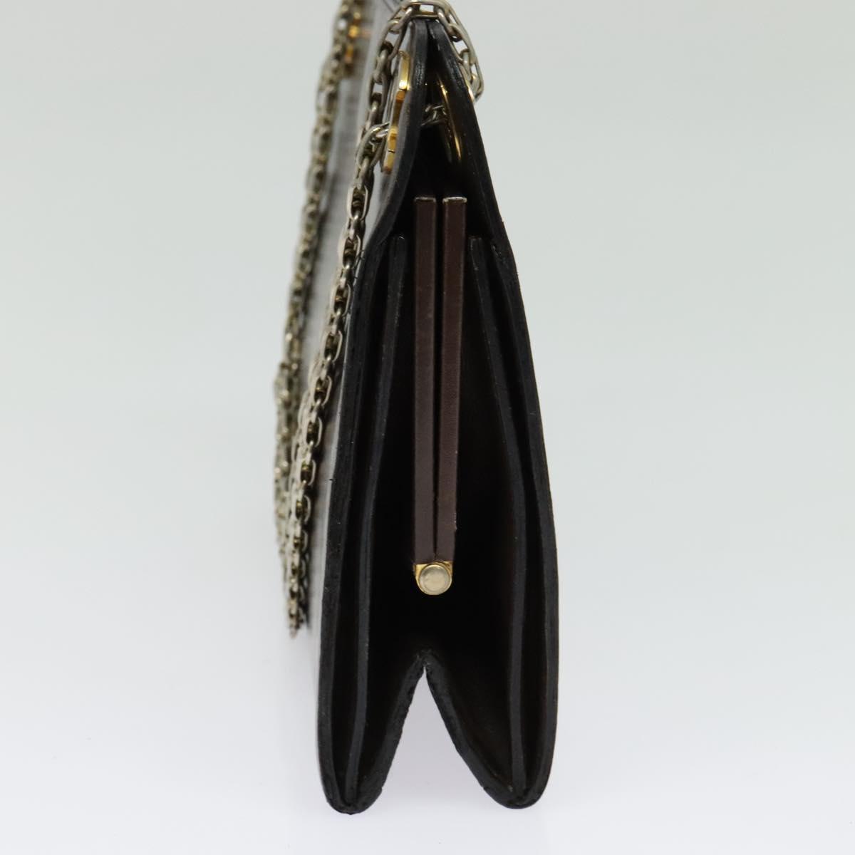 CHANEL Chain Hand Bag Leather Brown gold CC Auth bs29274