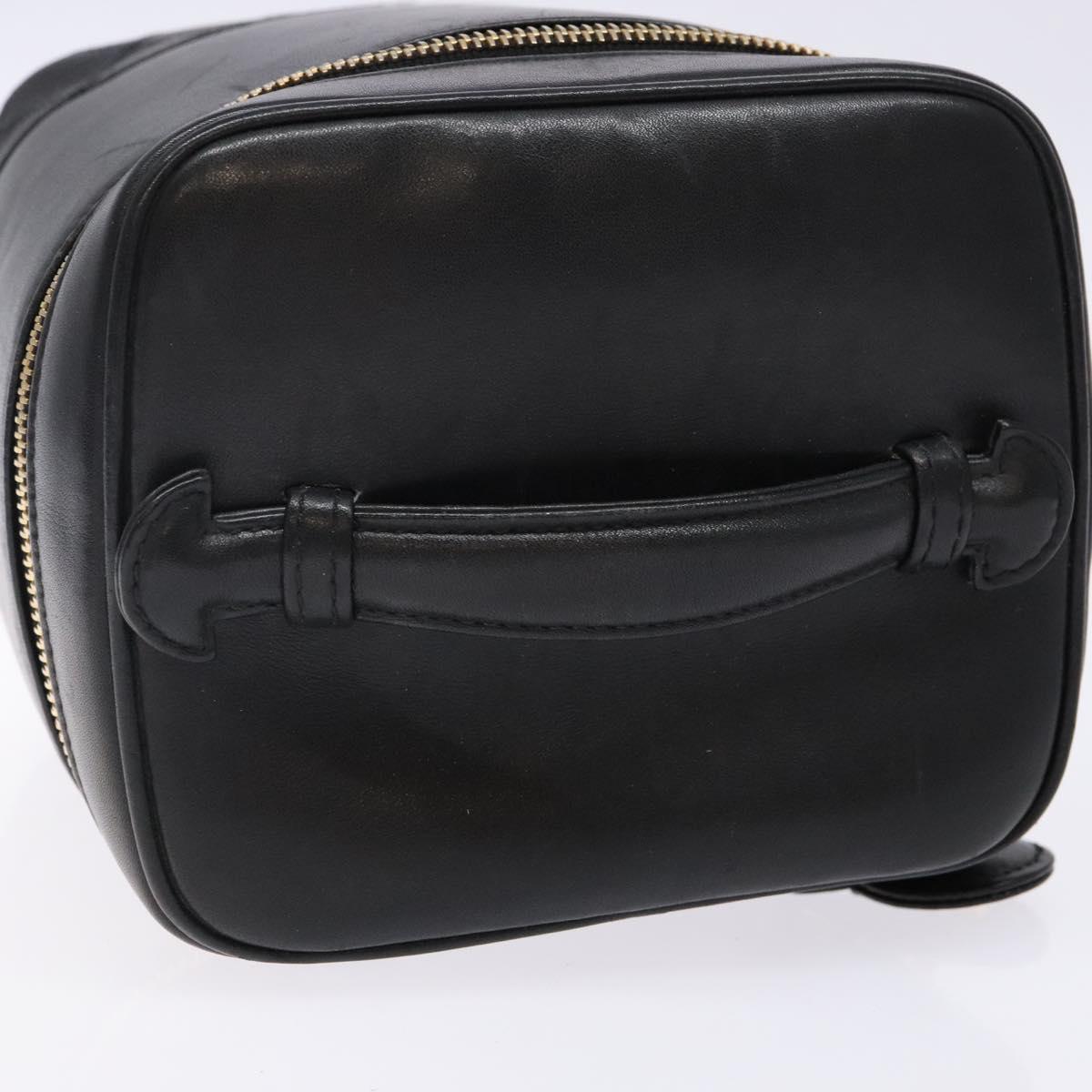 CHANEL Vanity Pouch Leather Black Gold CC Auth bs29276