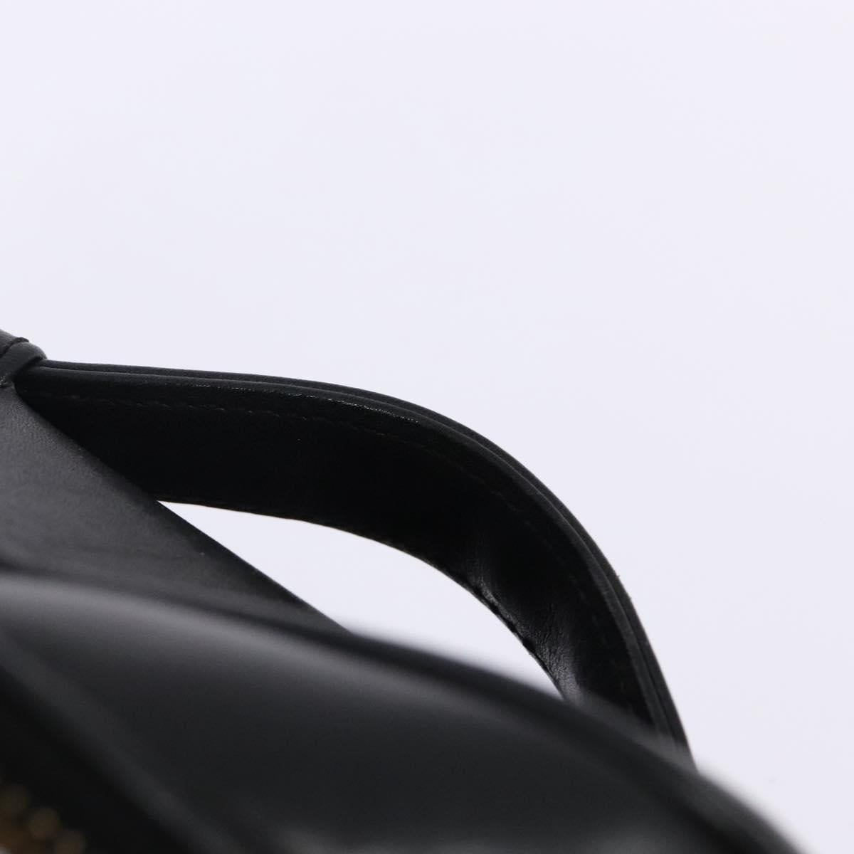 CHANEL Vanity Pouch Leather Black Gold CC Auth bs29276