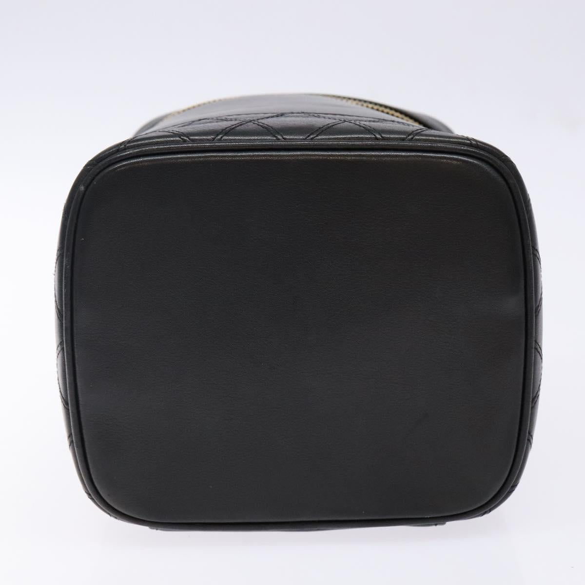CHANEL Vanity Pouch Leather Black Gold CC Auth bs29276