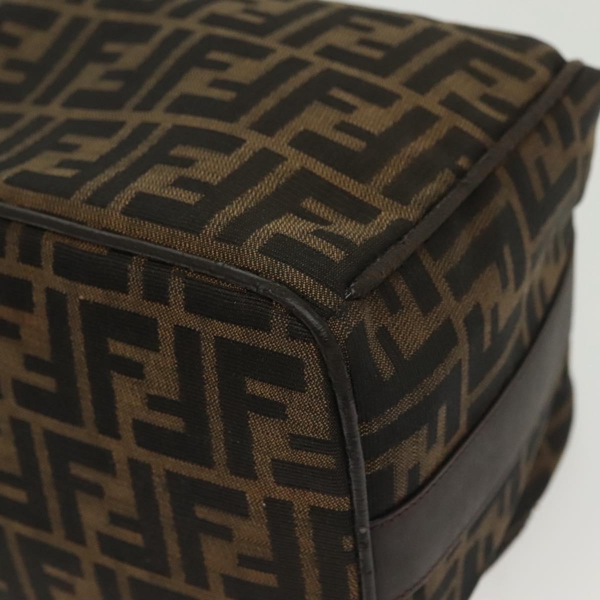 FENDI Zucca Canvas Vanity Pouch Black Brown Silver Auth bs29279