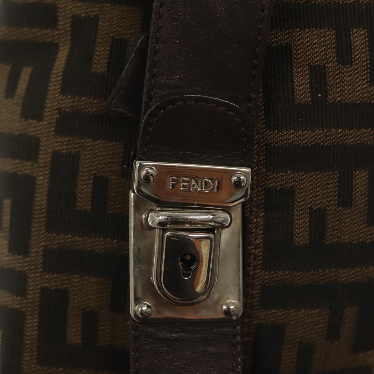 FENDI Zucca Canvas Vanity Pouch Black Brown Silver Auth bs29279