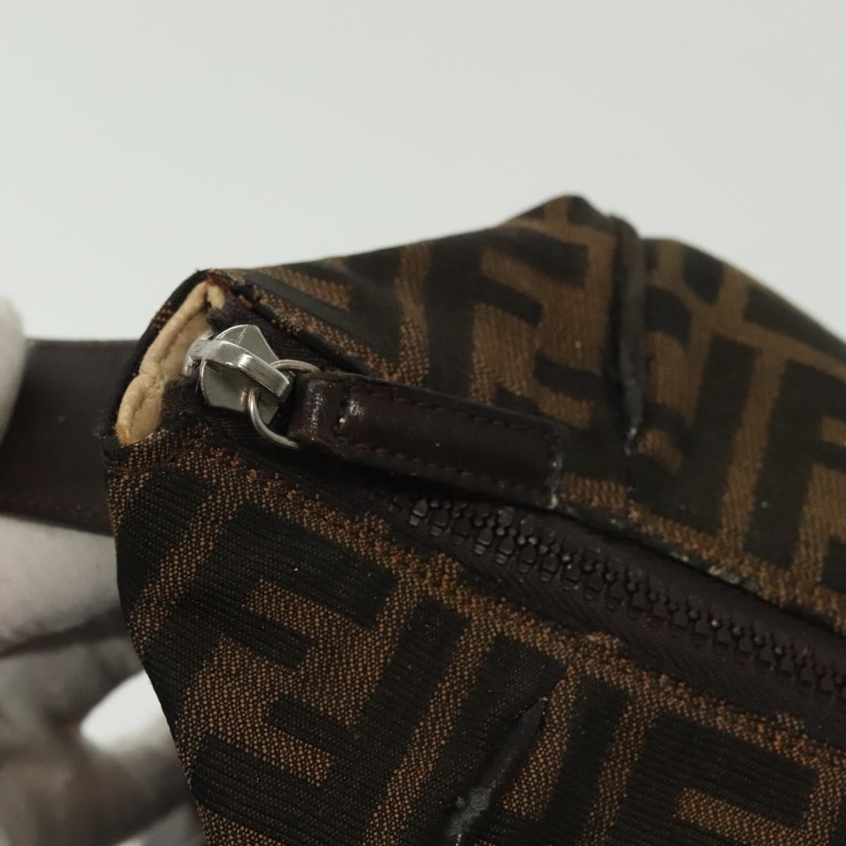 FENDI Zucca Canvas Vanity Pouch Black Brown Silver Auth bs29279