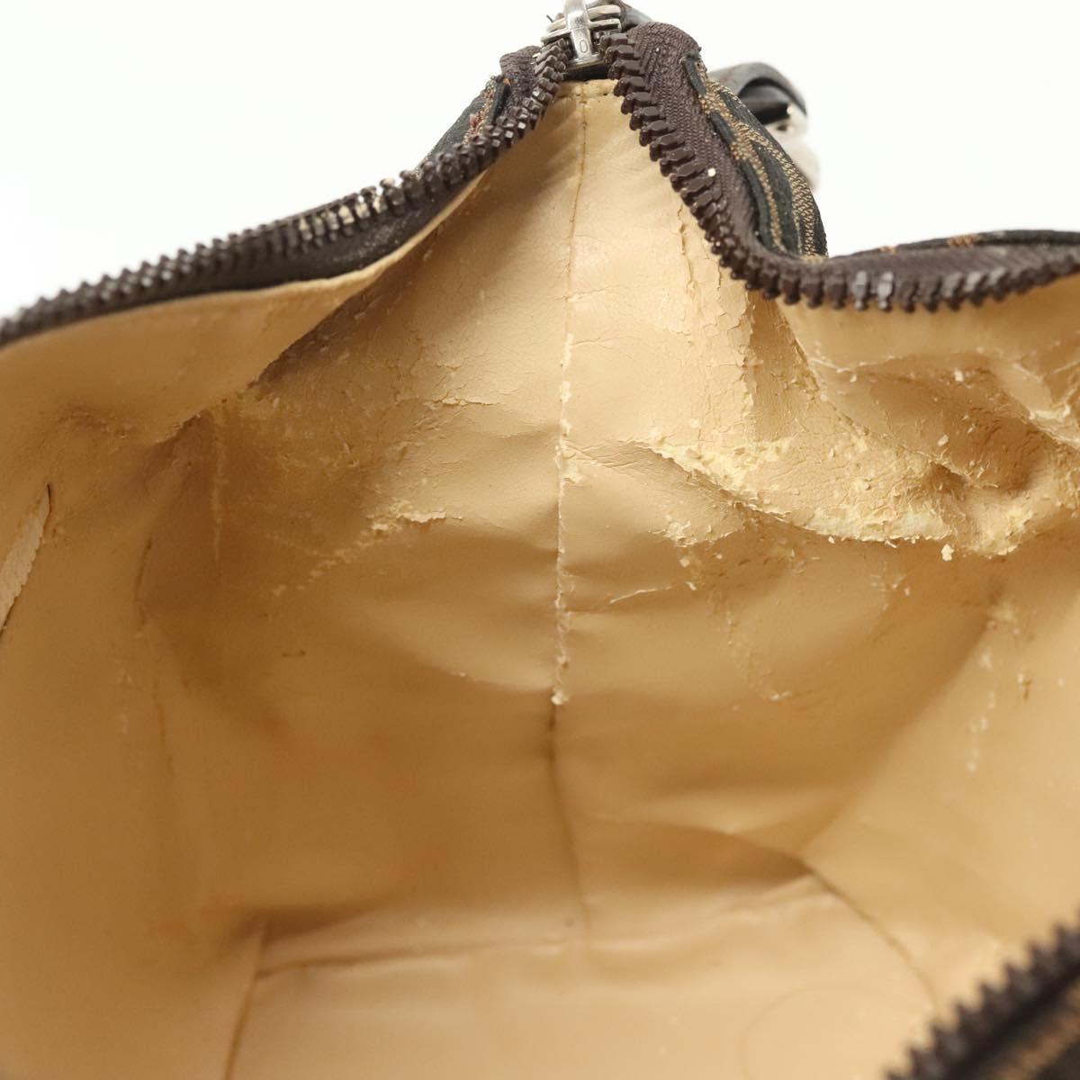 FENDI Zucca Canvas Vanity Pouch Black Brown Silver Auth bs29279