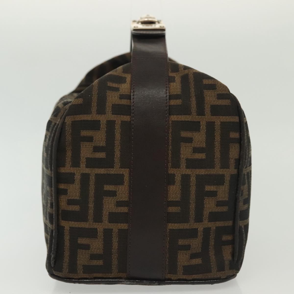 FENDI Zucca Canvas Vanity Pouch Black Brown Silver Auth bs29279