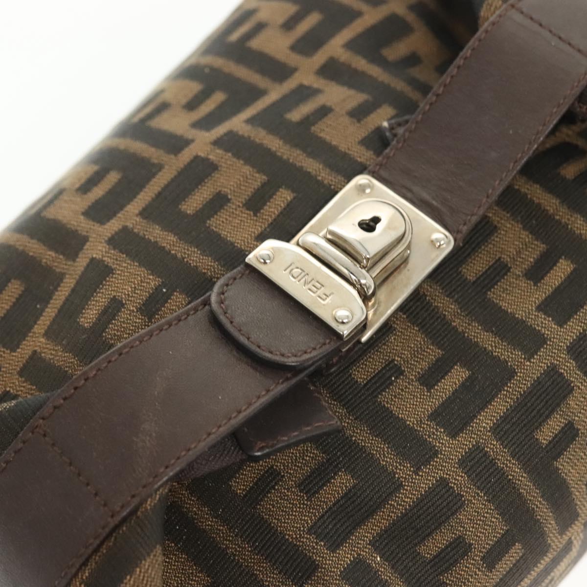 FENDI Zucca Canvas Vanity Pouch Black Brown Silver Auth bs29279