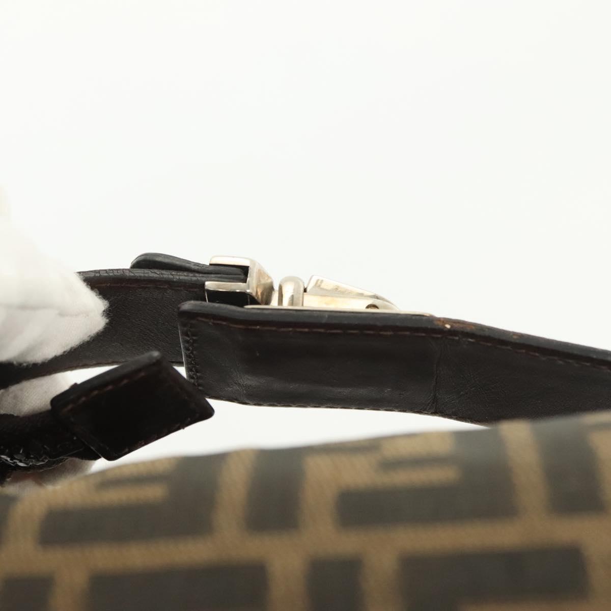 FENDI Zucca Canvas Vanity Pouch Black Brown Silver Auth bs29279