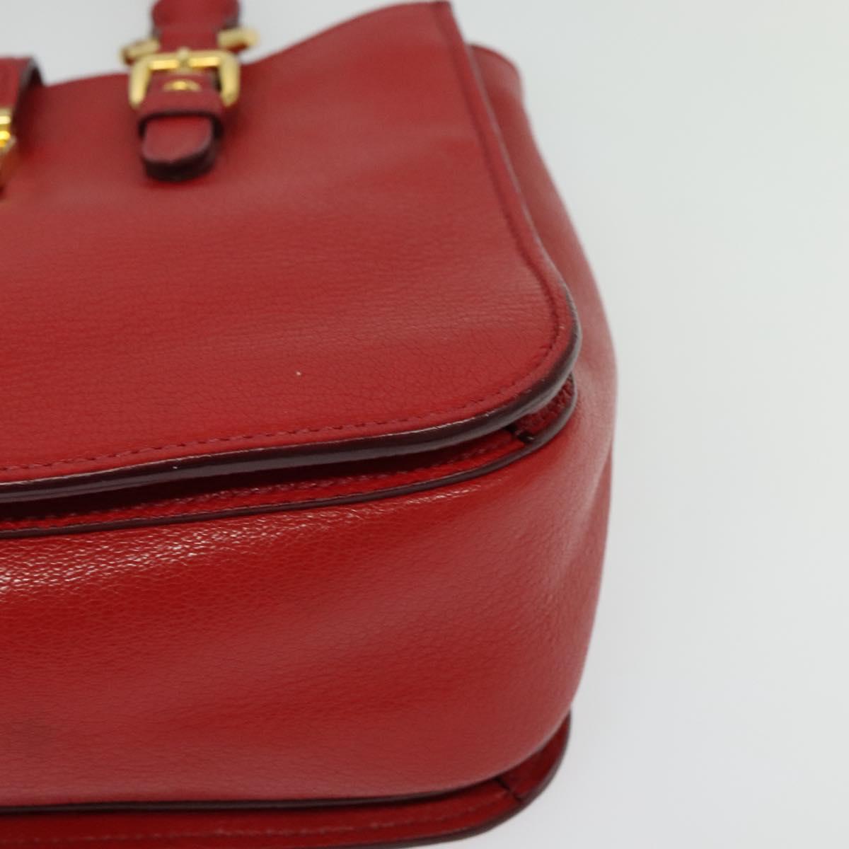 Miu Miu Hand Bag Leather Red Gold Auth bs29282