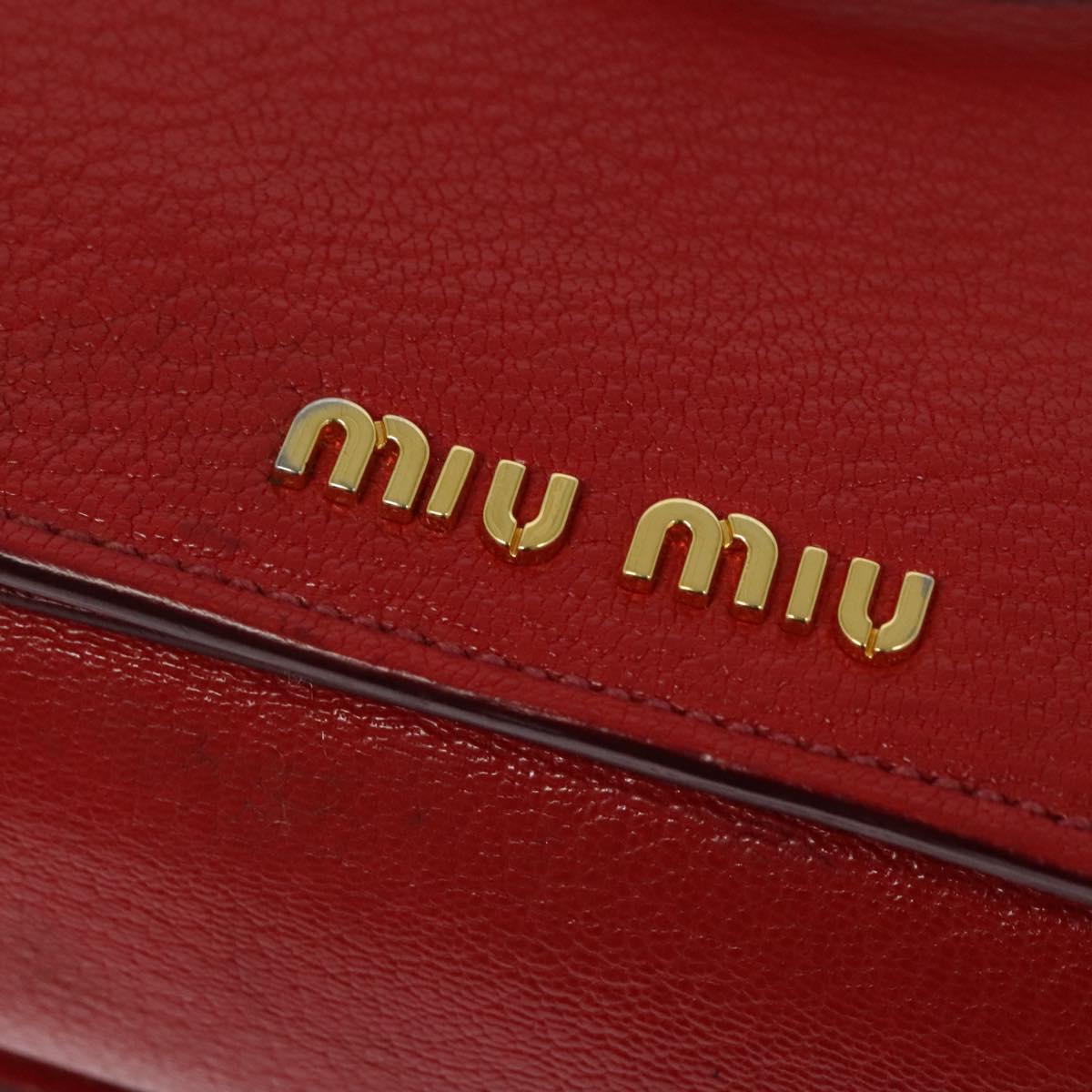 Miu Miu Hand Bag Leather Red Gold Auth bs29282