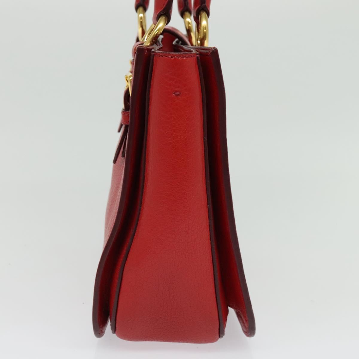 Miu Miu Hand Bag Leather Red Gold Auth bs29282