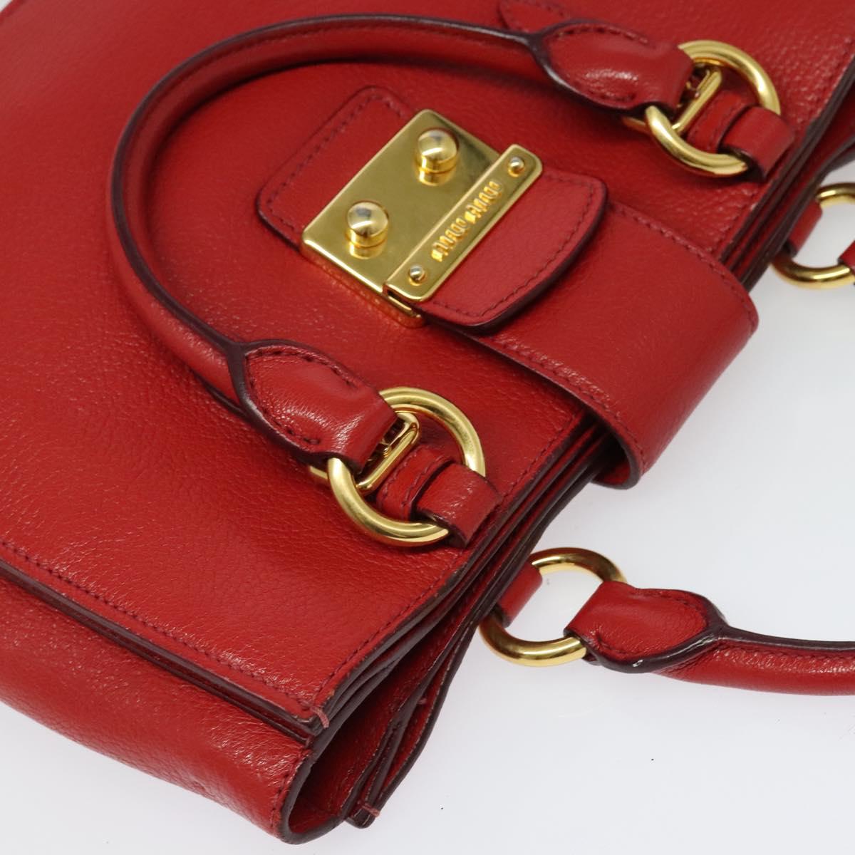 Miu Miu Hand Bag Leather Red Gold Auth bs29282