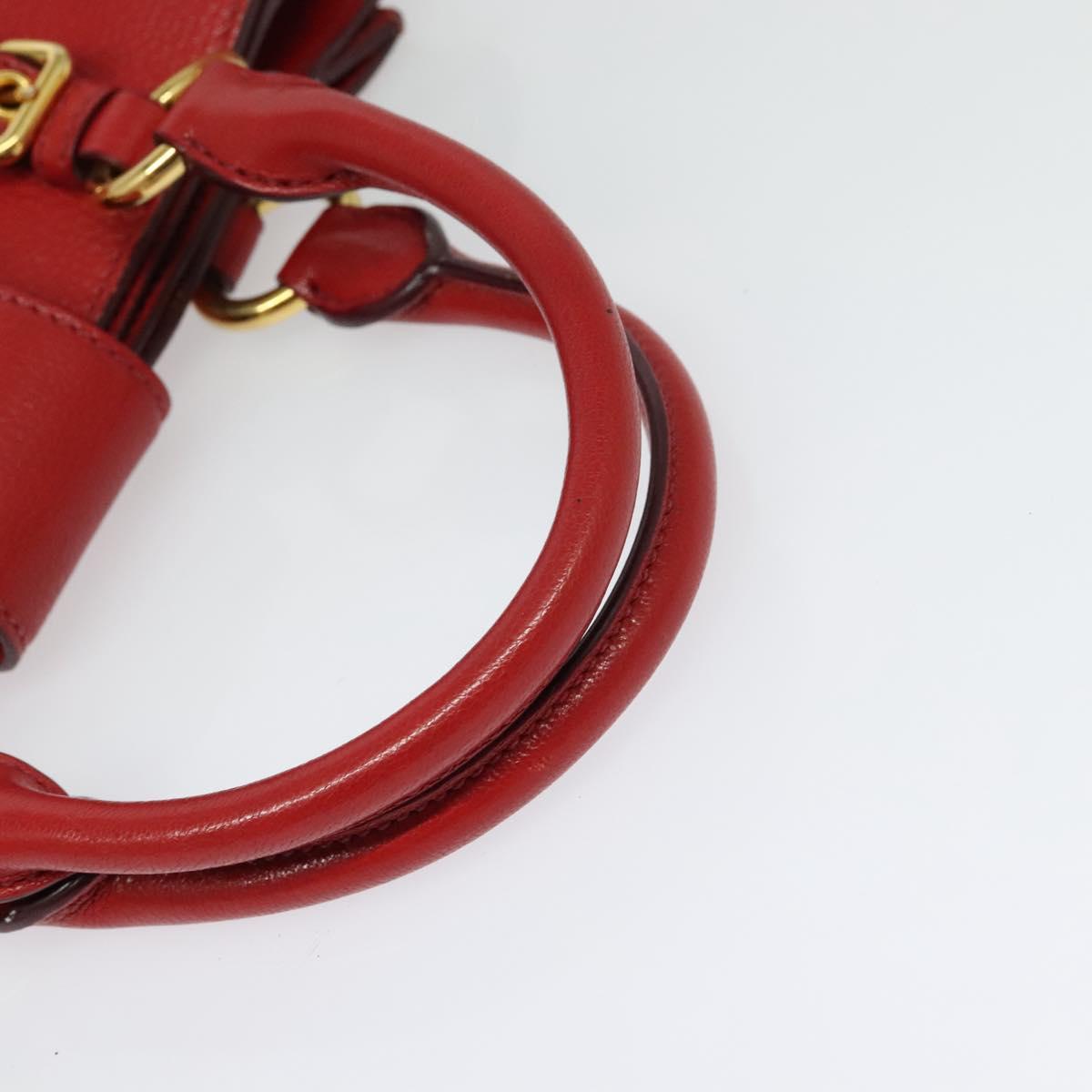 Miu Miu Hand Bag Leather Red Gold Auth bs29282