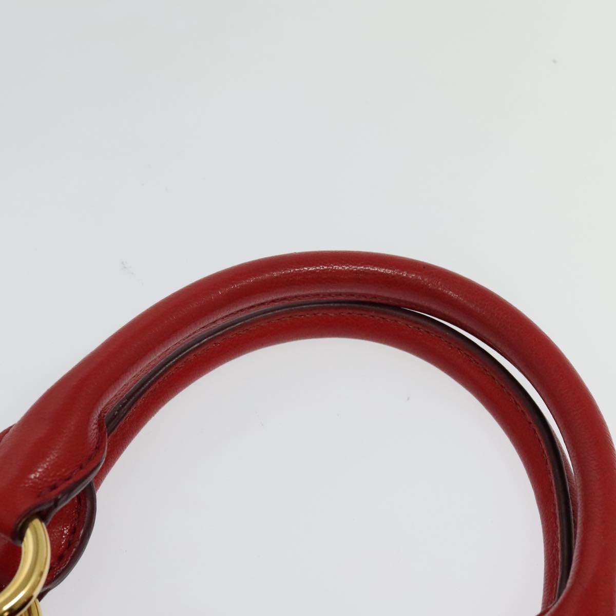 Miu Miu Hand Bag Leather Red Gold Auth bs29282
