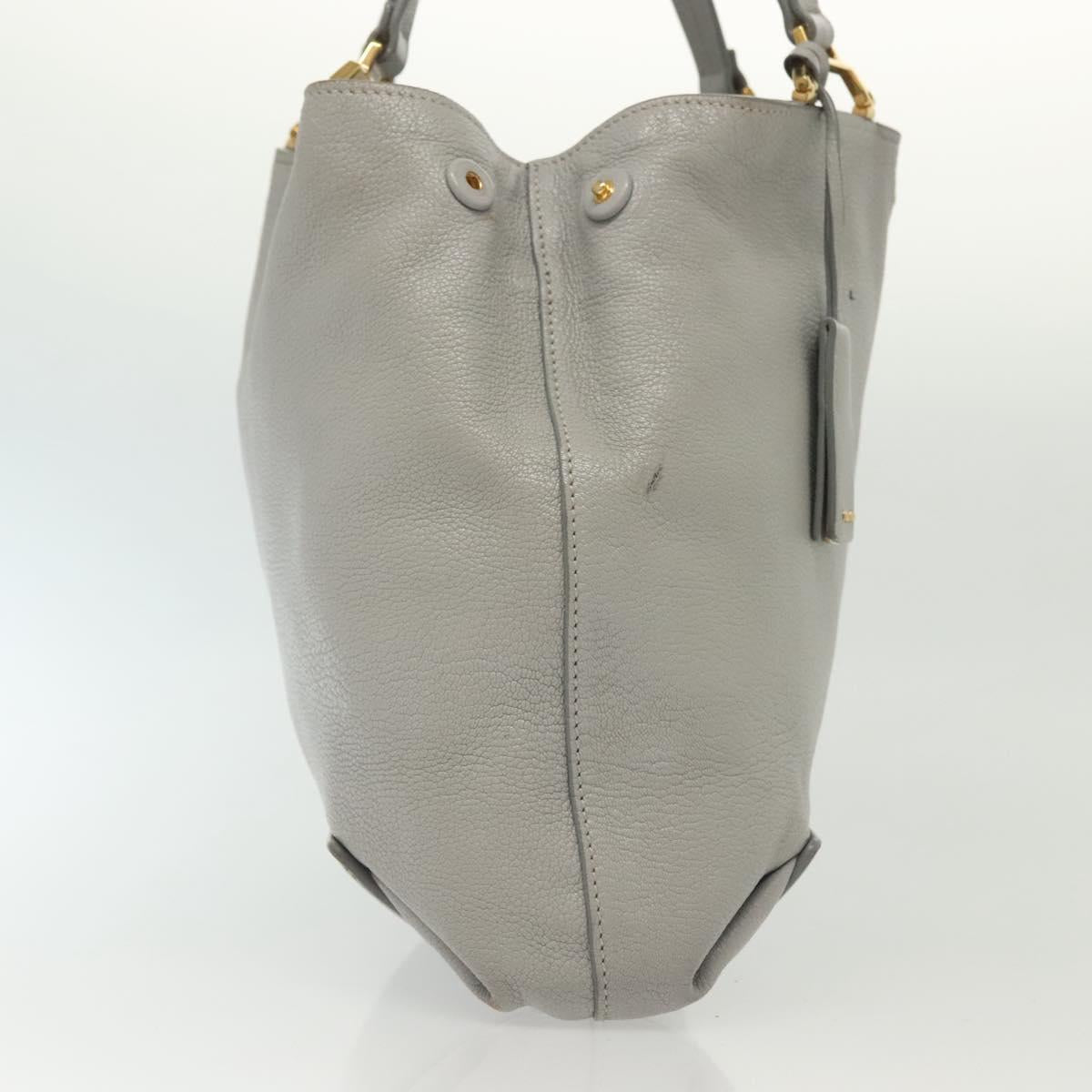 Miu Miu Tote Bag Leather Gray Gold Auth bs29284