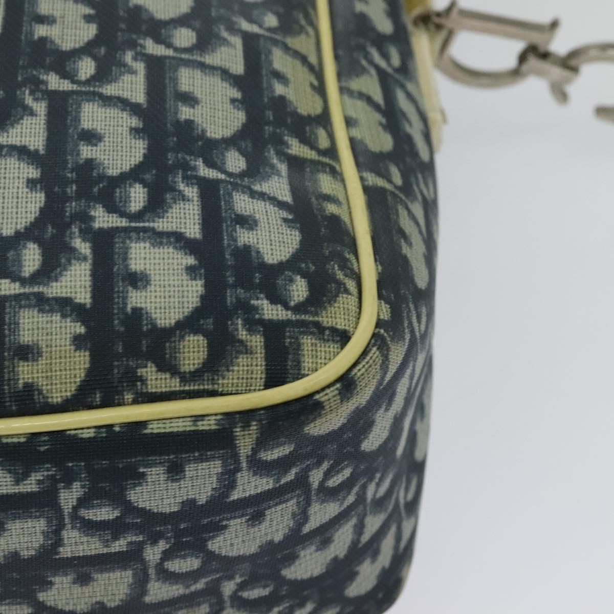 Christian Dior Trotter Canvas Shoulder Bag PVC Blue Silver Auth bs29296