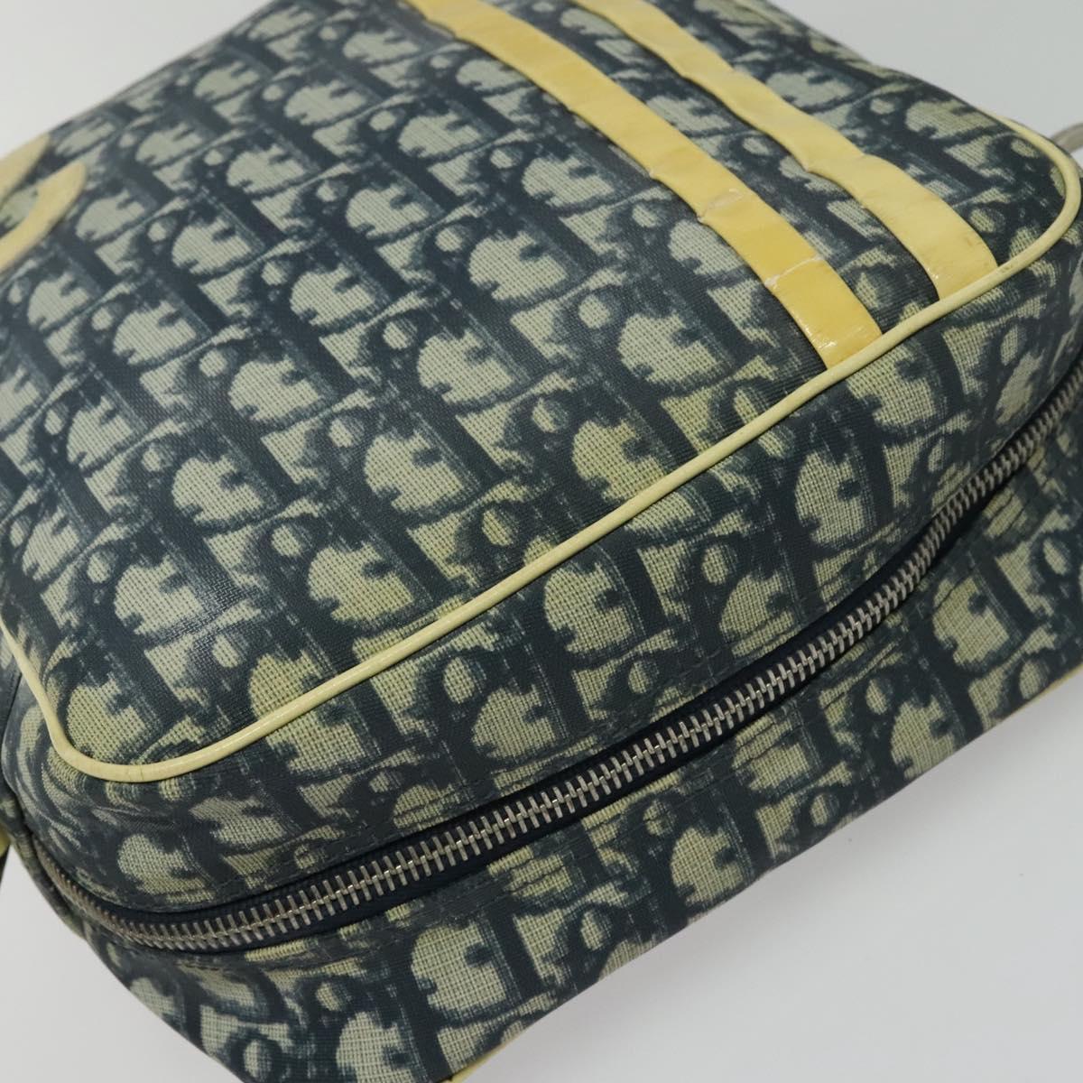Christian Dior Trotter Canvas Shoulder Bag PVC Blue Silver Auth bs29296
