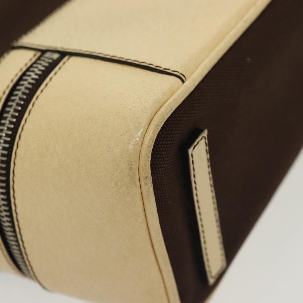 PRADA Hand Bag Canvas Leather Beige Brown Auth bs29303