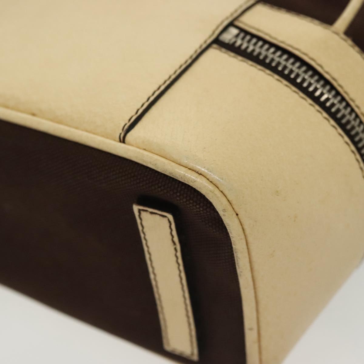 PRADA Hand Bag Canvas Leather Beige Brown Auth bs29303
