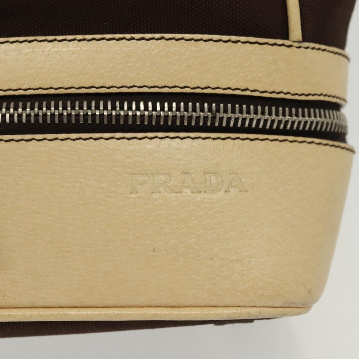 PRADA Hand Bag Canvas Leather Beige Brown Auth bs29303