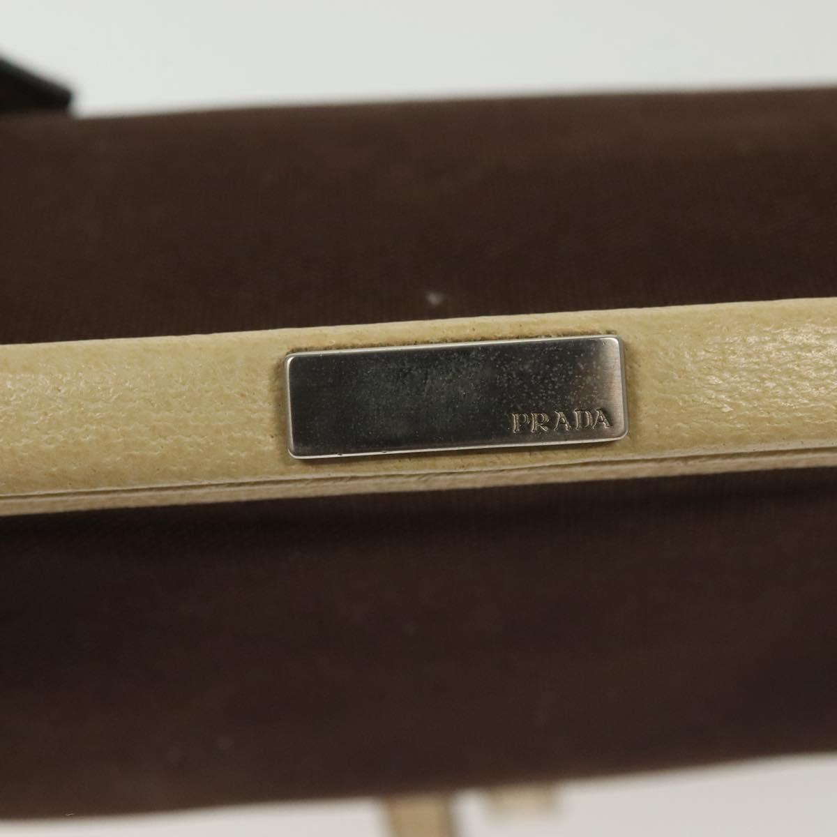 PRADA Hand Bag Canvas Leather Beige Brown Auth bs29303