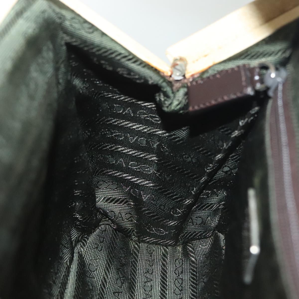 PRADA Hand Bag Canvas Leather Beige Brown Auth bs29303