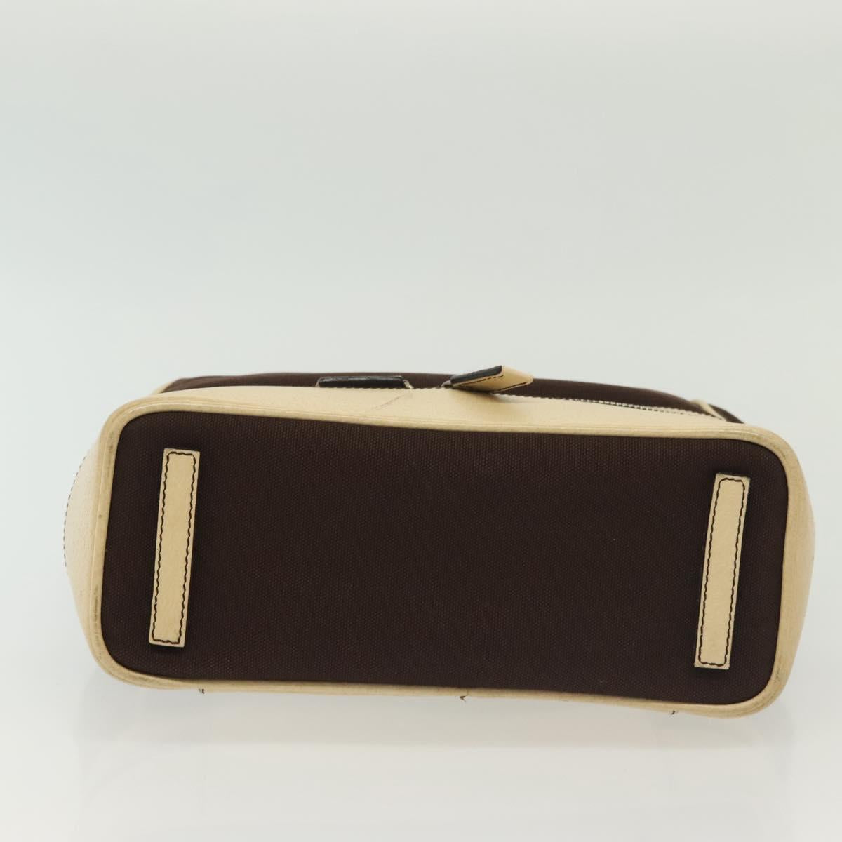 PRADA Hand Bag Canvas Leather Beige Brown Auth bs29303