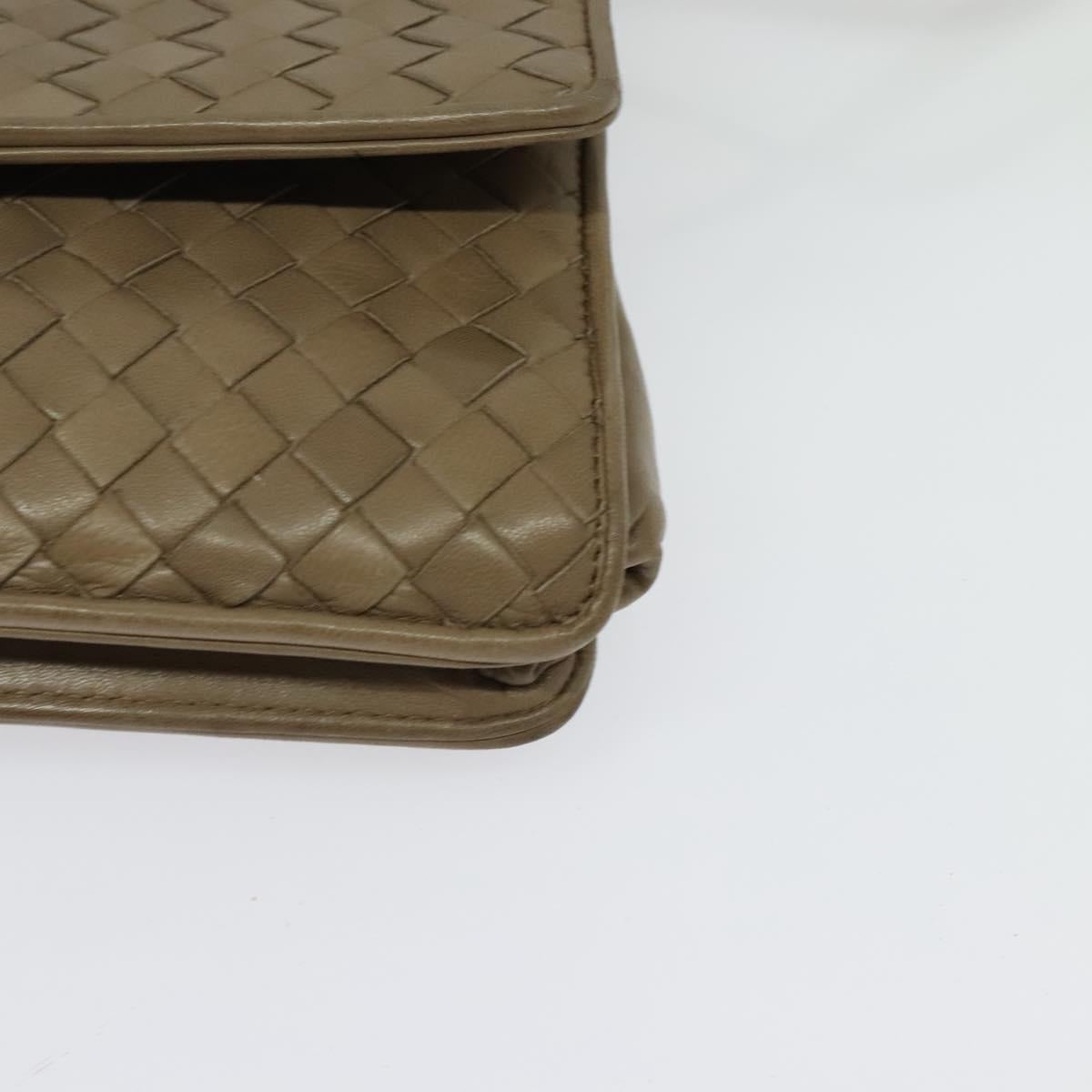 BOTTEGA VENETA INTRECCIATO Shoulder Bag Leather Beige Gold Auth bs29313