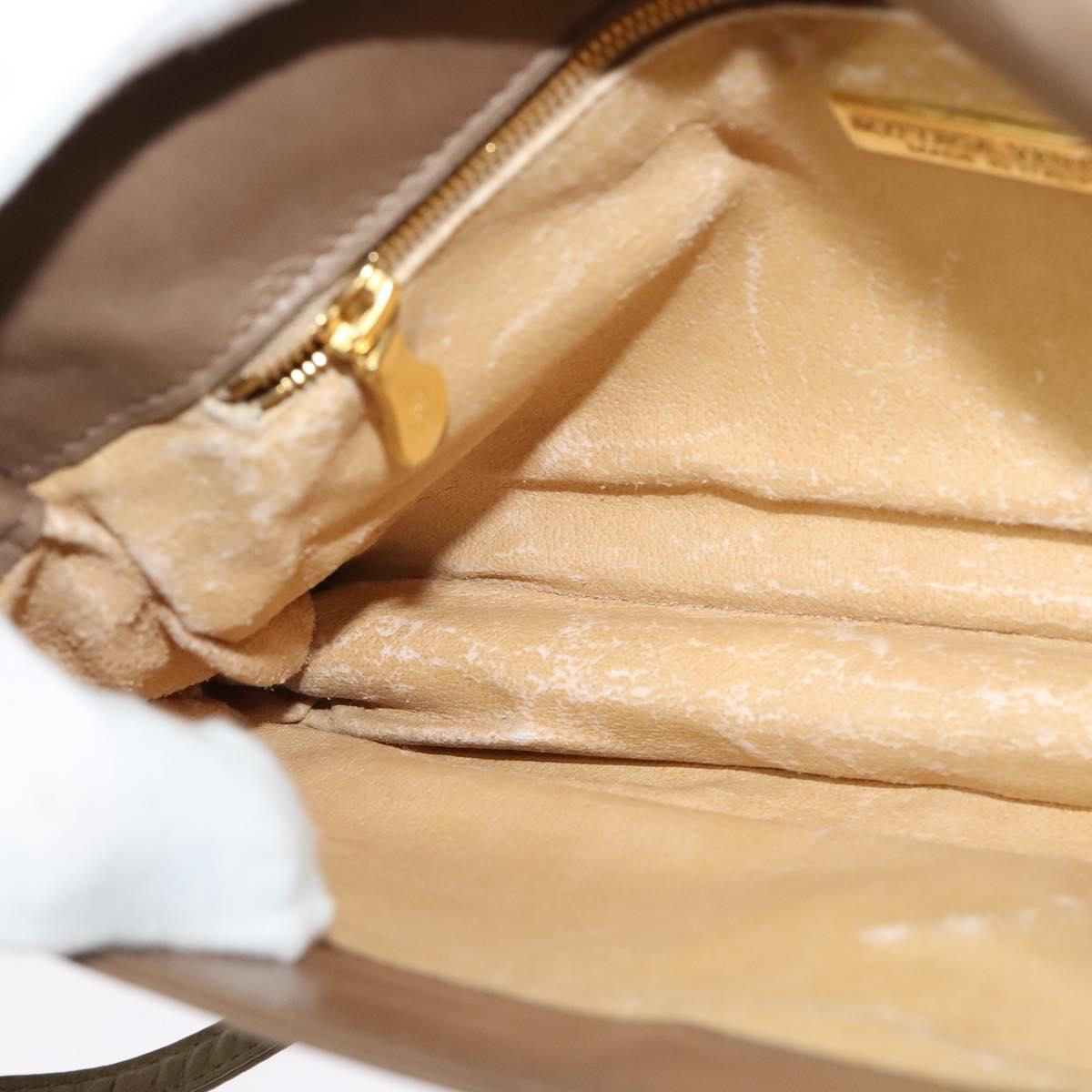 BOTTEGA VENETA INTRECCIATO Shoulder Bag Leather Beige Gold Auth bs29313