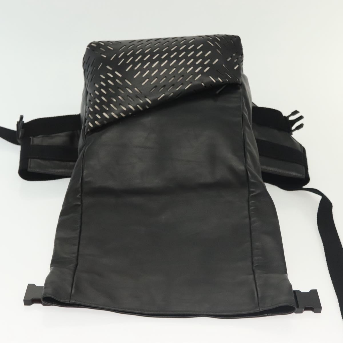 BOTTEGA VENETA Waist Bag Leather Black Auth bs29314