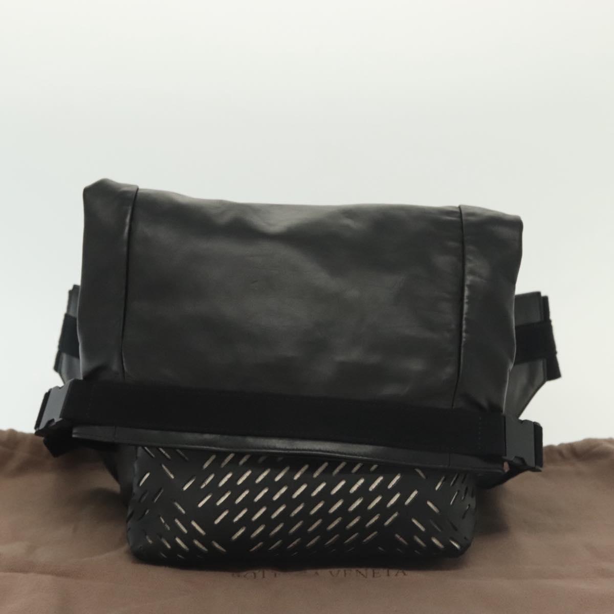 BOTTEGA VENETA Waist Bag Leather Black Auth bs29314