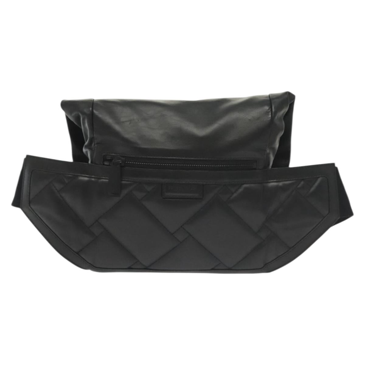 BOTTEGA VENETA Waist Bag Leather Black Auth bs29314