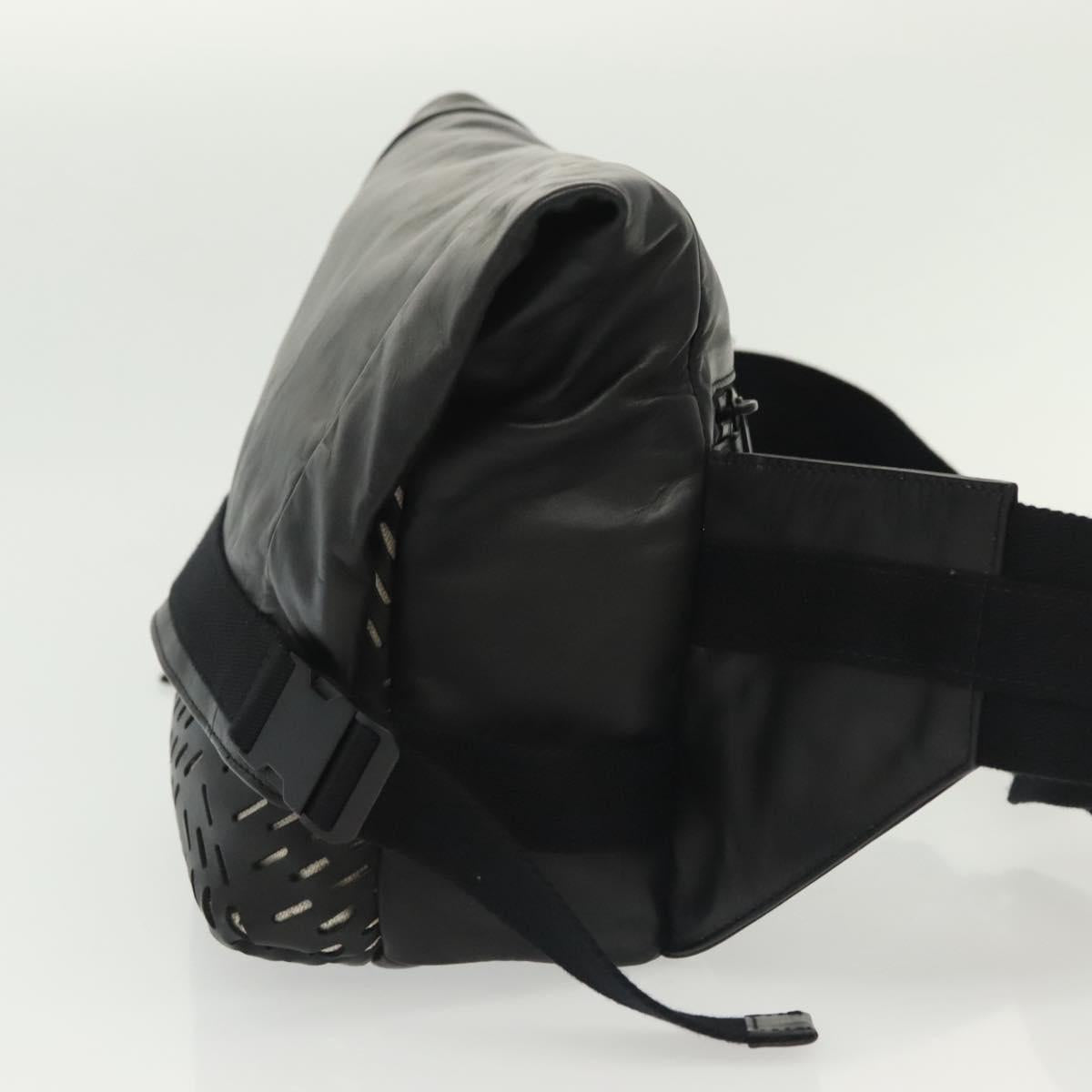 BOTTEGA VENETA Waist Bag Leather Black Auth bs29314