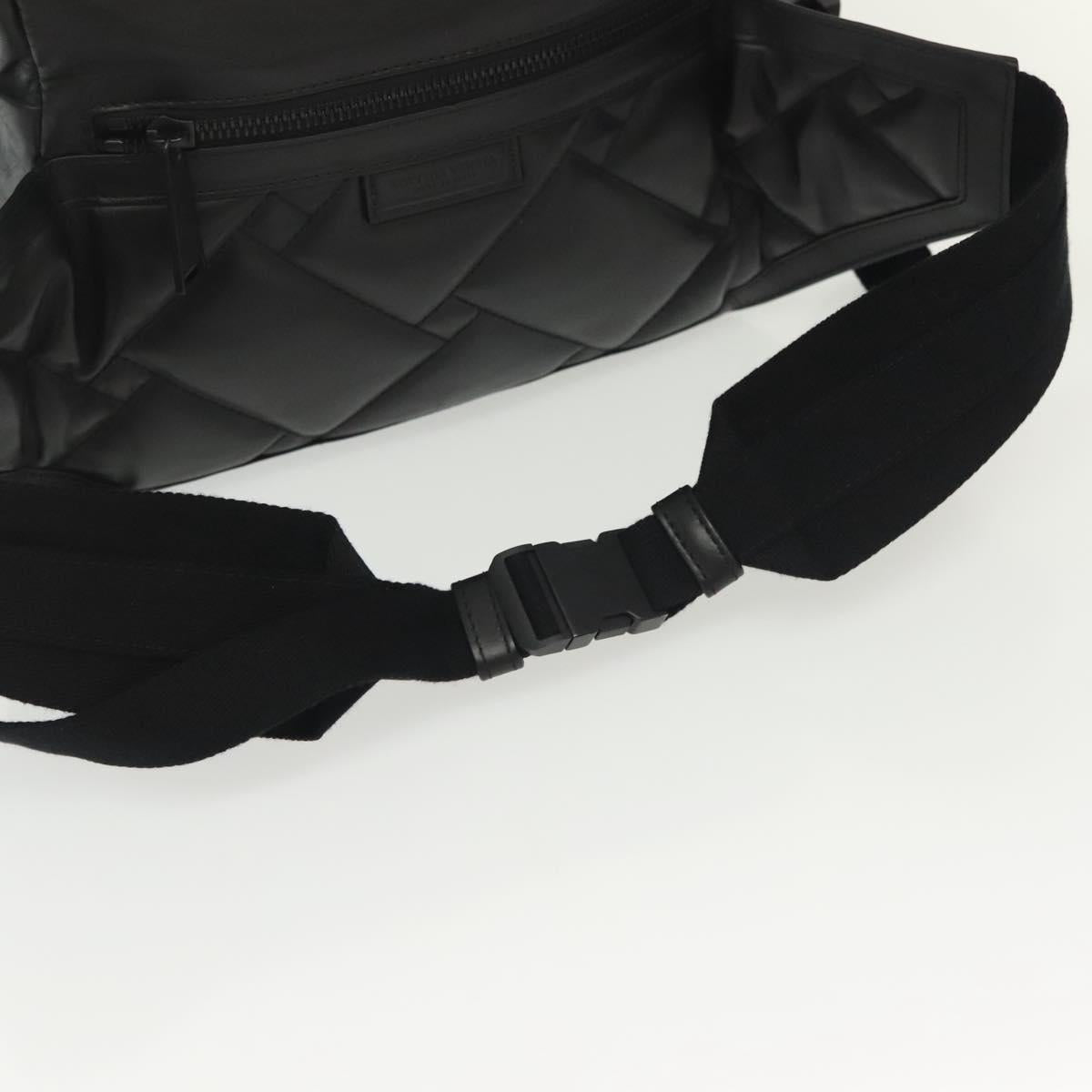 BOTTEGA VENETA Waist Bag Leather Black Auth bs29314