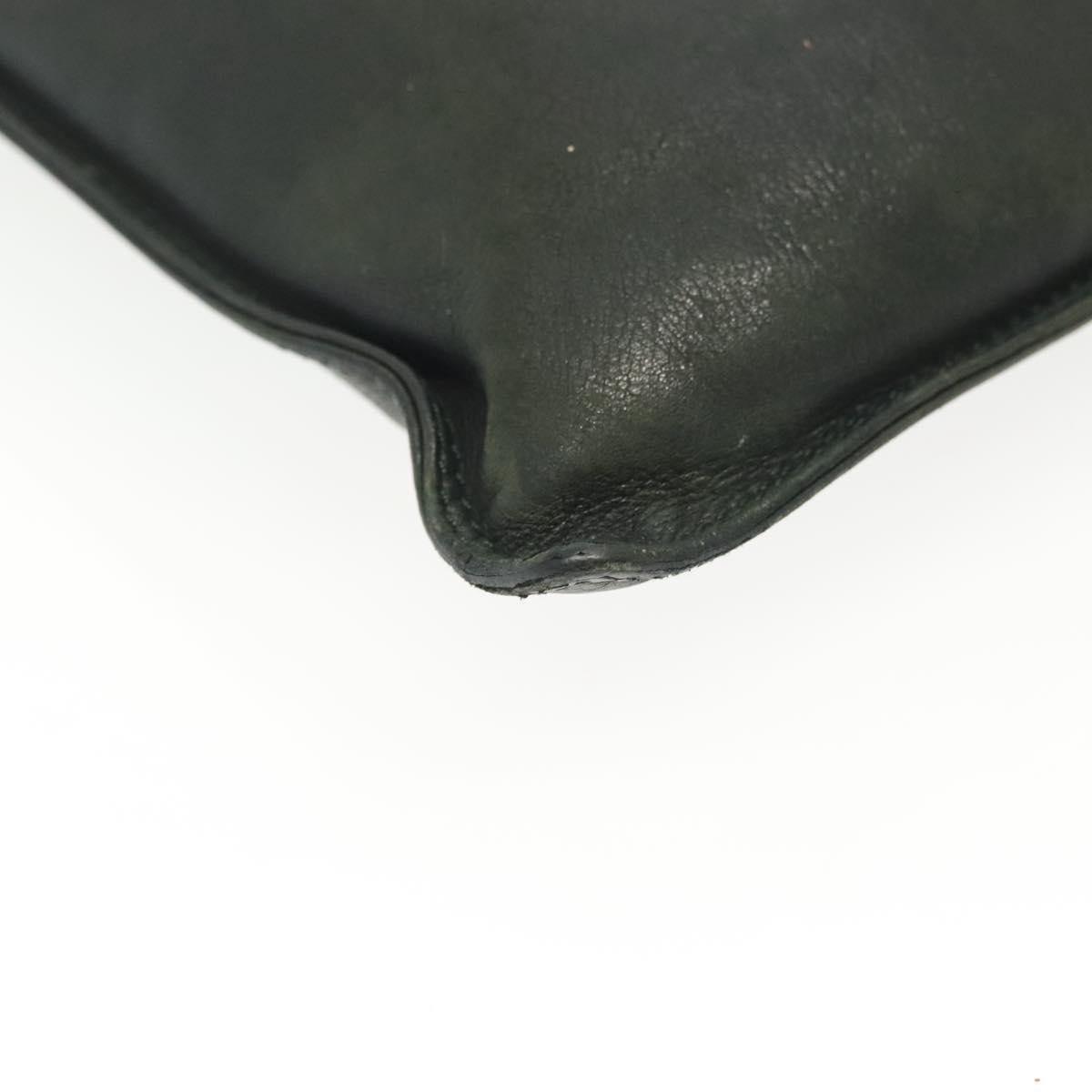 CHANEL Shoulder Bag Leather Dark green CC Auth bs29322