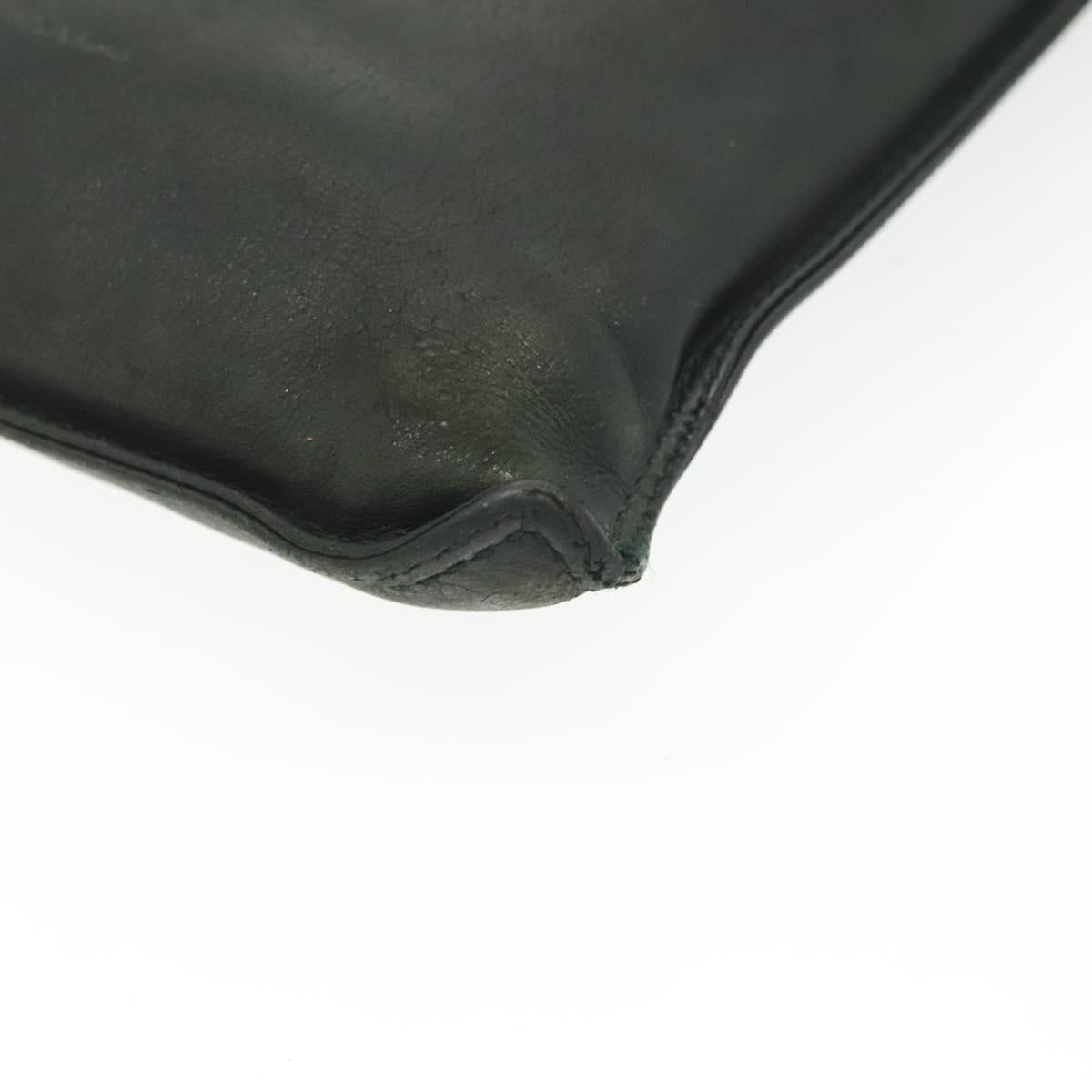 CHANEL Shoulder Bag Leather Dark green CC Auth bs29322