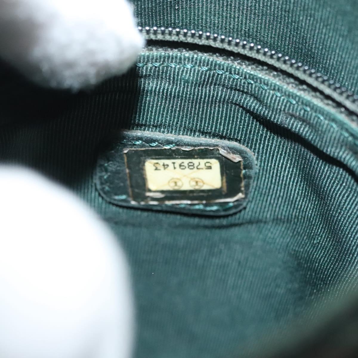 CHANEL Shoulder Bag Leather Dark green CC Auth bs29322