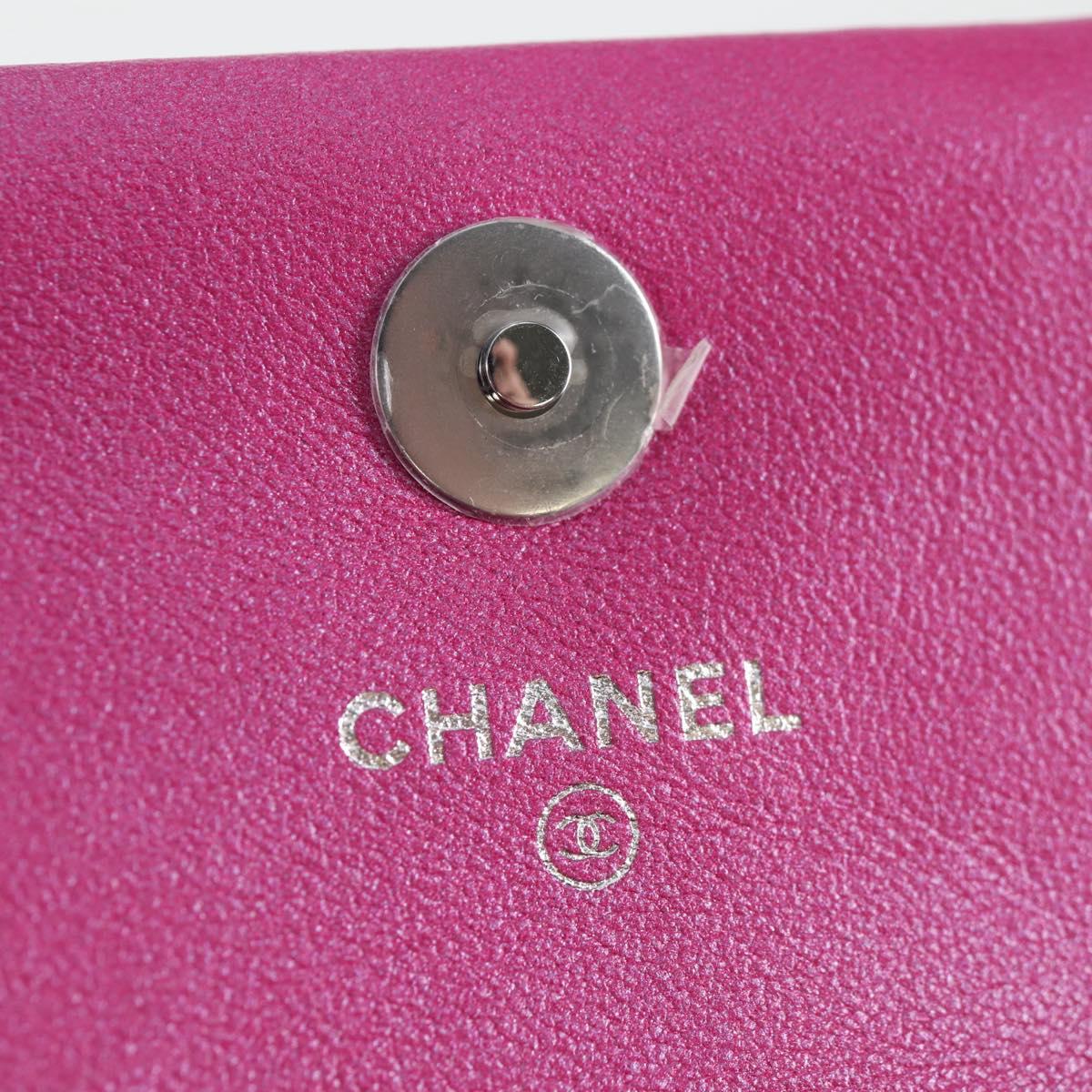 CHANEL Matelasse Pouch Patent leather Pink Silver CC Auth bs29324SM