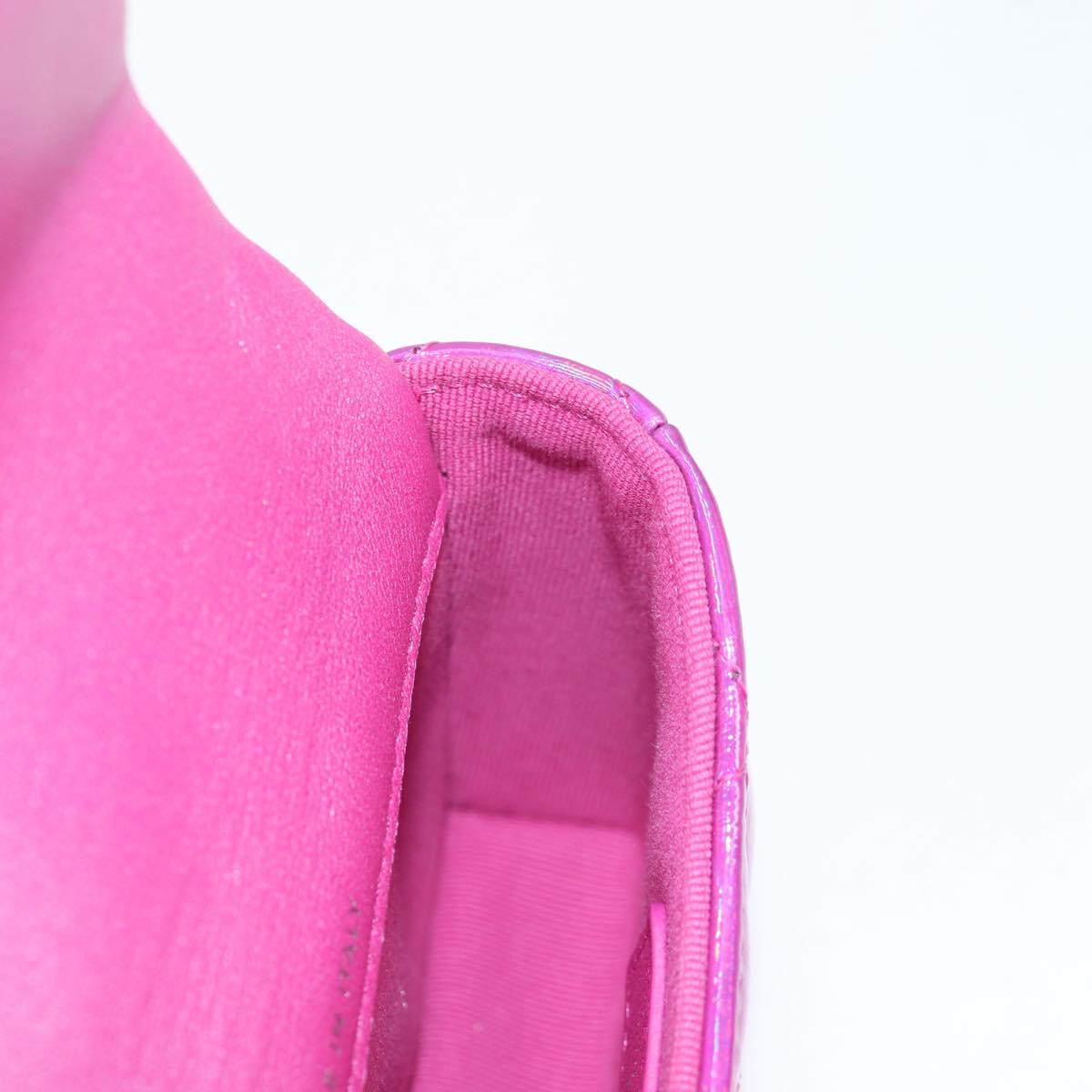 CHANEL Matelasse Pouch Patent leather Pink Silver CC Auth bs29324SM