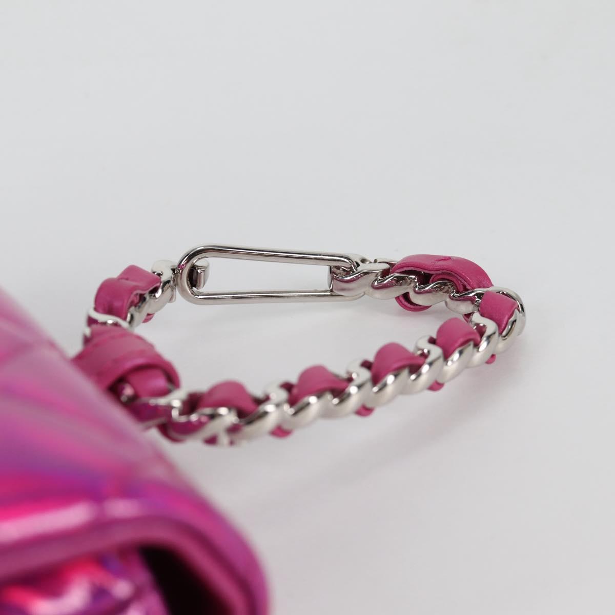 CHANEL Matelasse Pouch Patent leather Pink Silver CC Auth bs29324SM