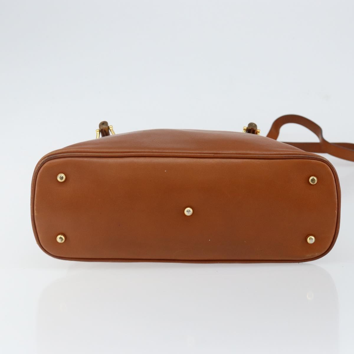 GUCCI Bamboo Hand Bag Leather 2way Brown Gold 000 2296 0290 Auth bs29326
