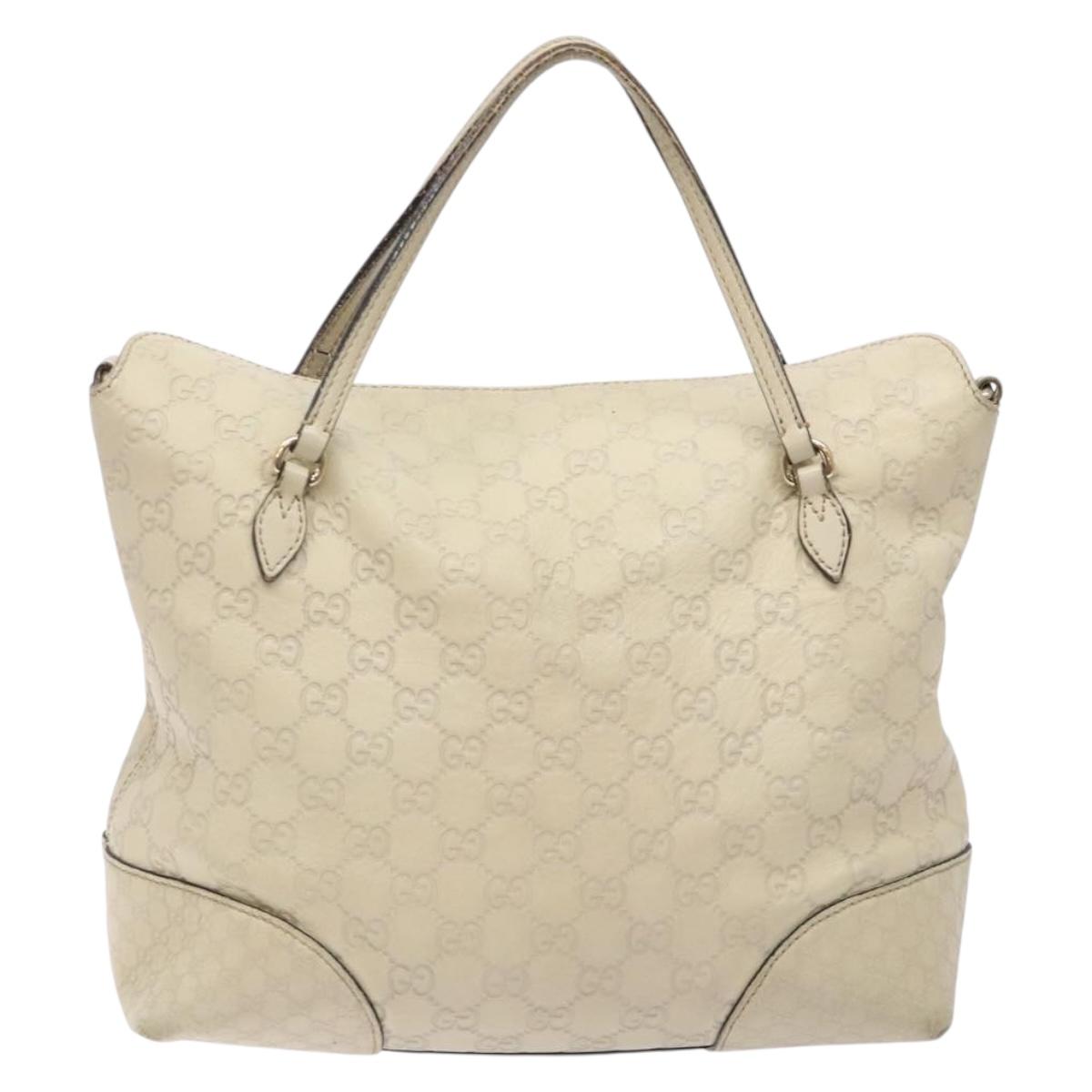 GUCCI GG Canvas Guccissima Hand Bag Leather White Gold 353120 Auth bs29328