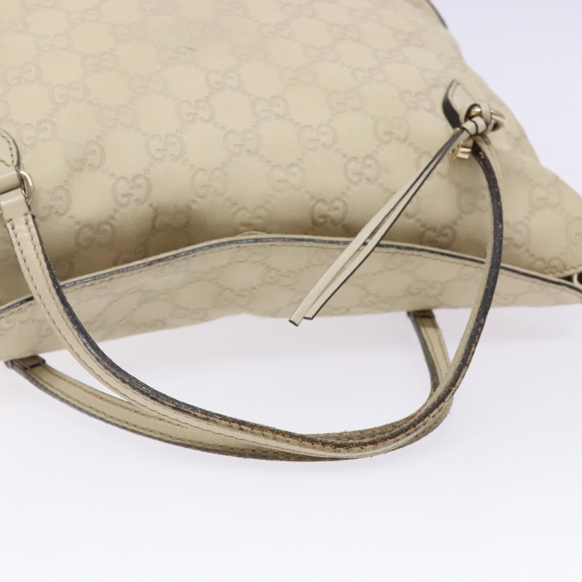 GUCCI GG Canvas Guccissima Hand Bag Leather White Gold 353120 Auth bs29328