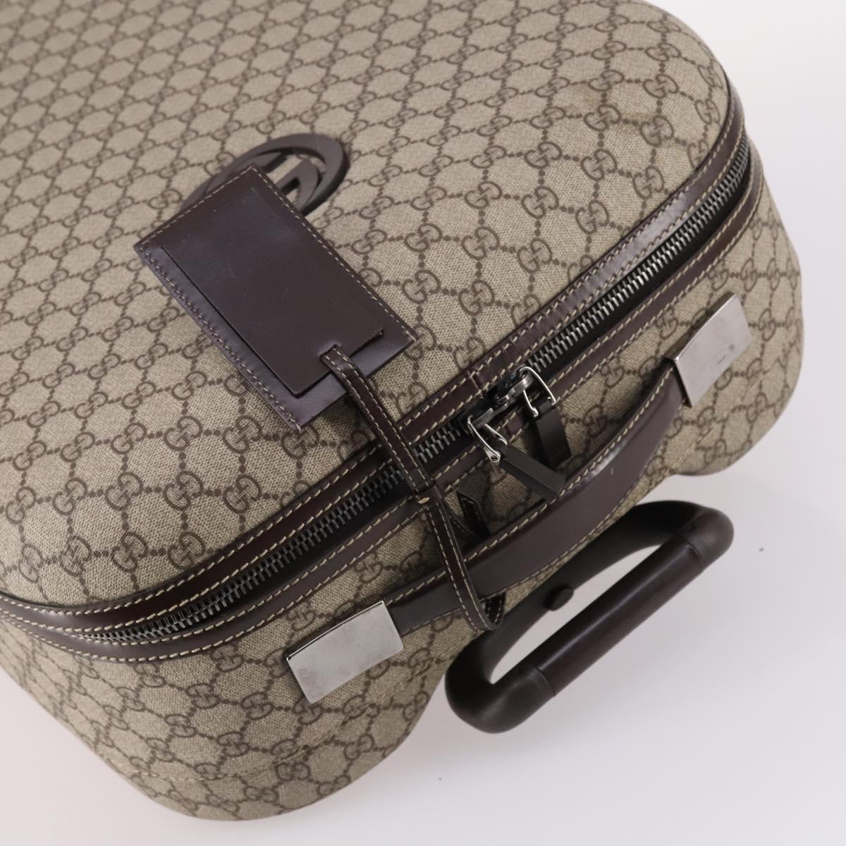GUCCI GG Supreme Carry Case PVC Beige Silver 189755 Auth bs29329