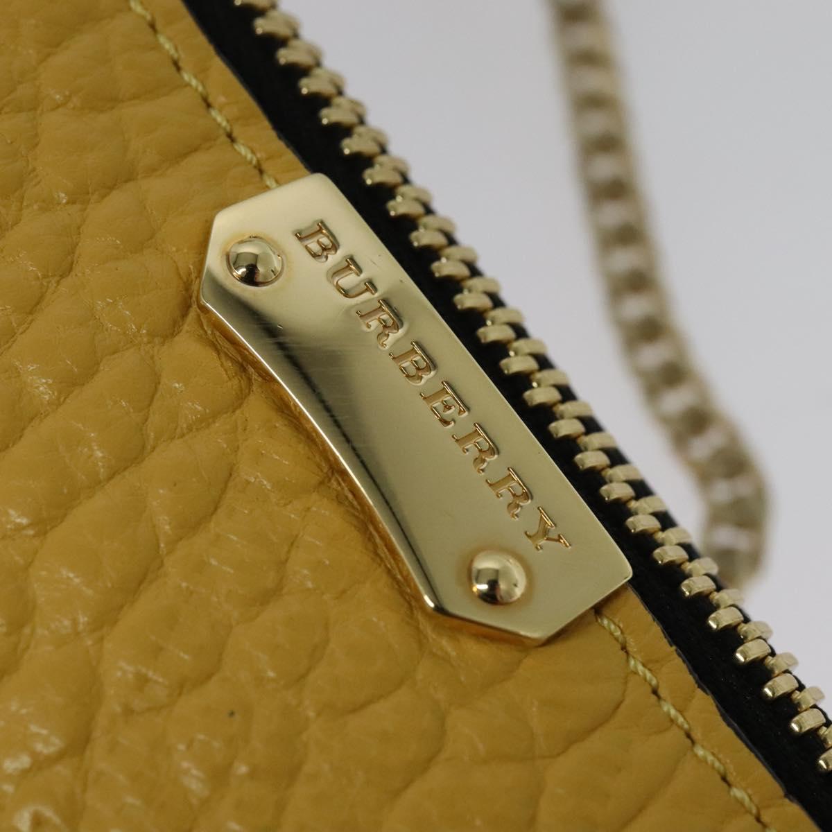 BURBERRY Chain Shoulder Bag Leather Yellow gold Auth bs29330