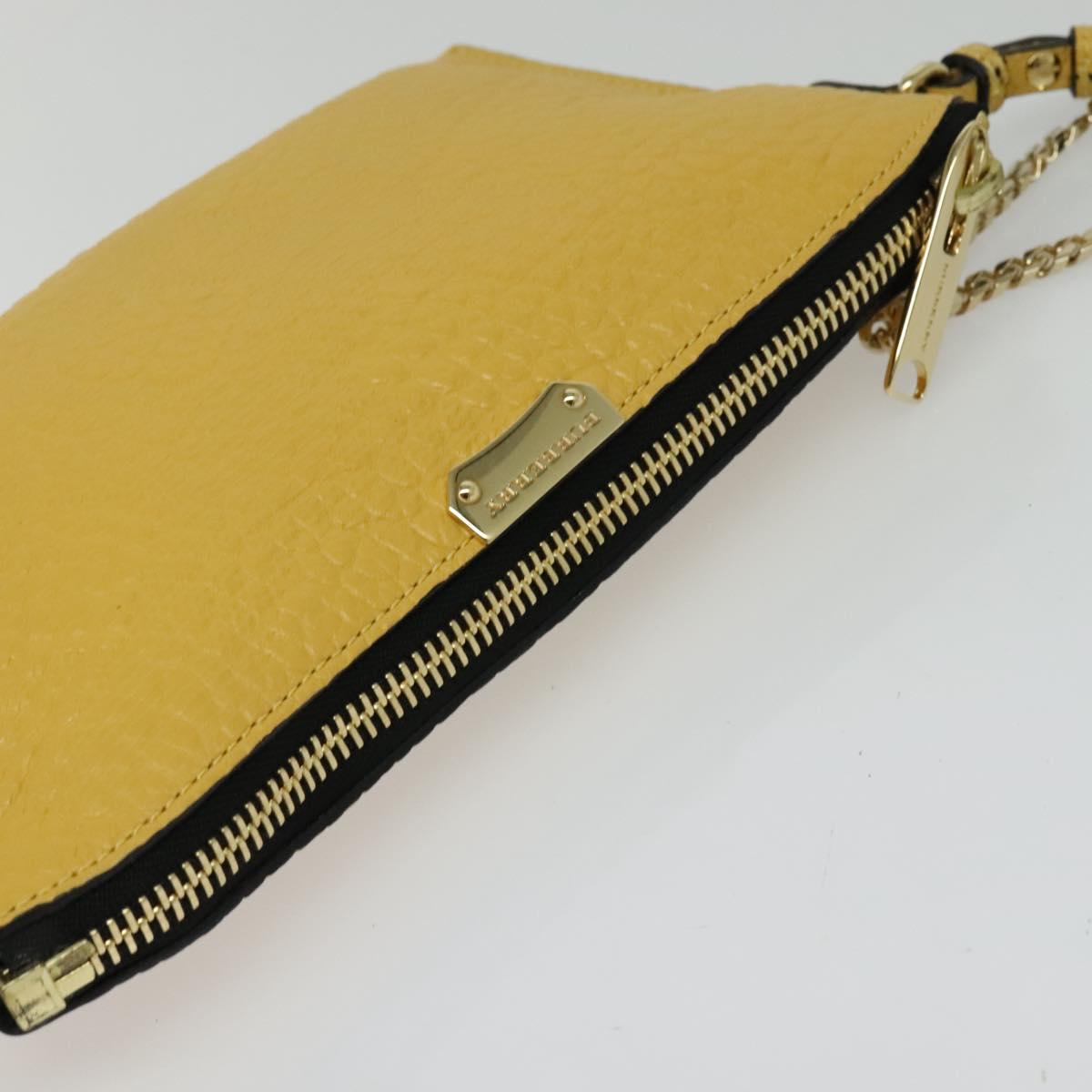 BURBERRY Chain Shoulder Bag Leather Yellow gold Auth bs29330