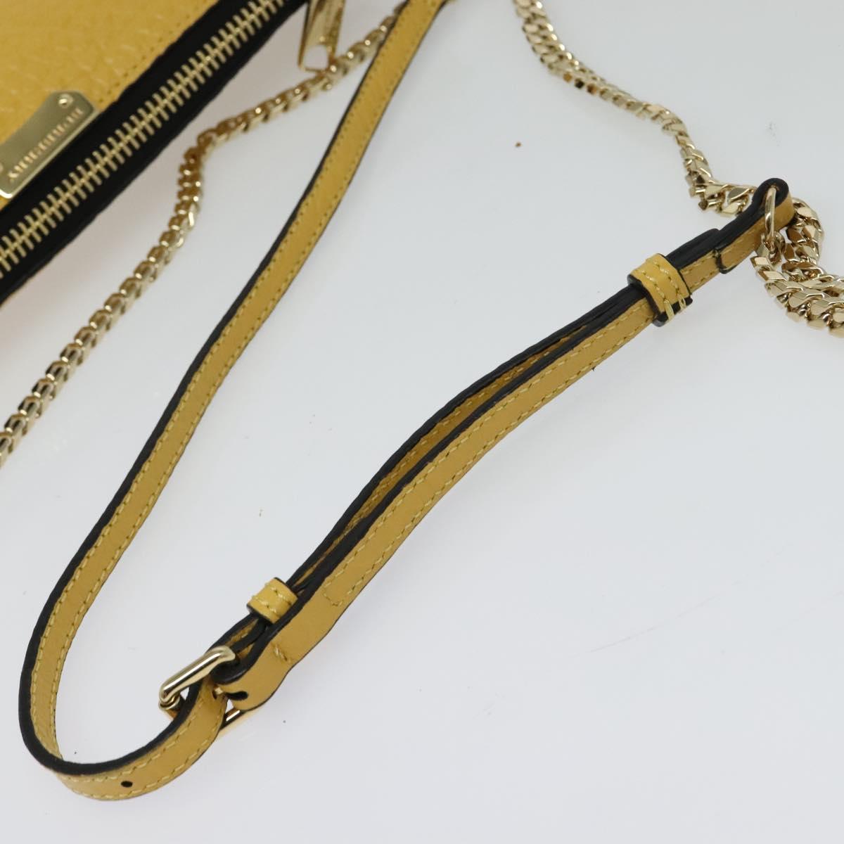 BURBERRY Chain Shoulder Bag Leather Yellow gold Auth bs29330