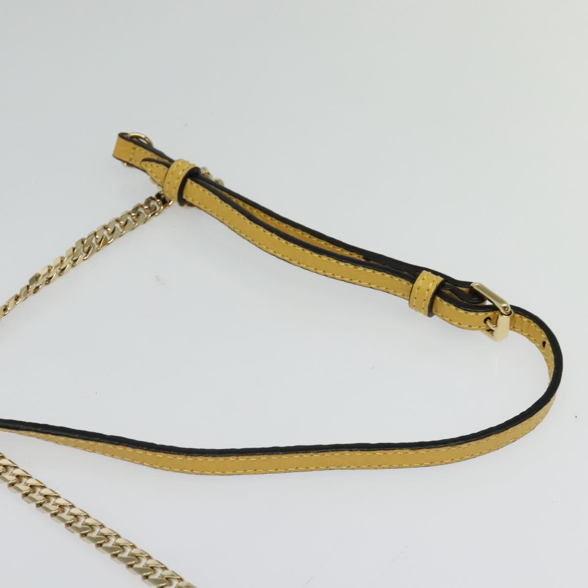 BURBERRY Chain Shoulder Bag Leather Yellow gold Auth bs29330
