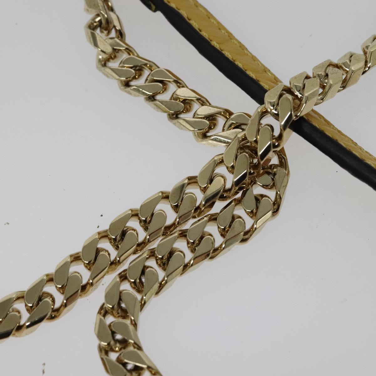 BURBERRY Chain Shoulder Bag Leather Yellow gold Auth bs29330