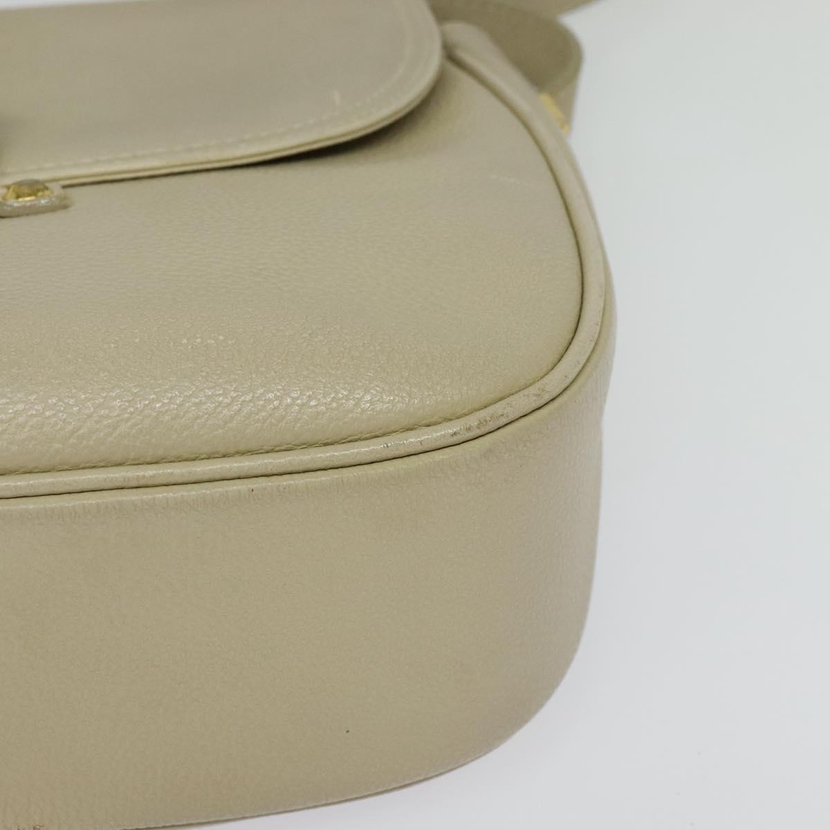 SAINT LAURENT Shoulder Bag Leather Beige Gold Auth bs29334